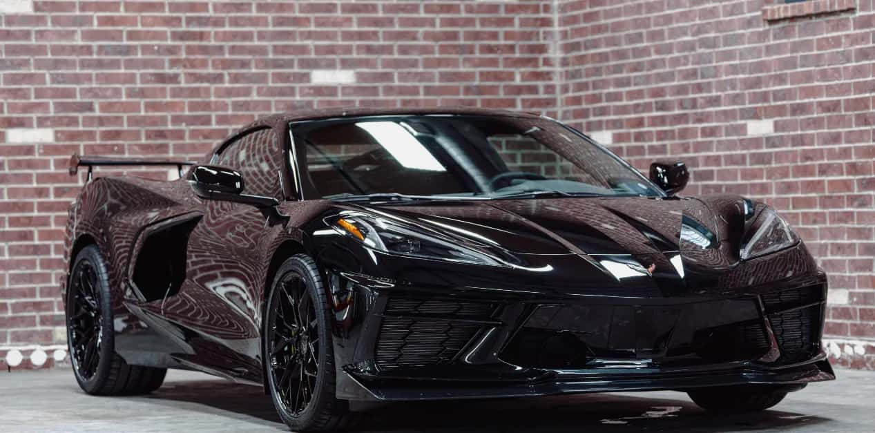 Black Corvette C8 with a deep-gloss ceramic coated finish